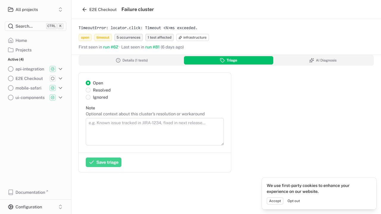 Cluster triage